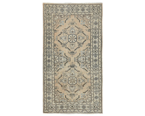 3x5 Vintage Brown Persian Style Hand Knotted Low Pile Wool Area Rug